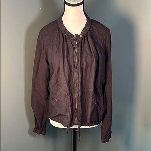 Lucky Brand Chocolate Utility Linen Jacket